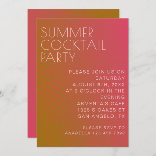 Zomervibe parallelle warme kleurlijnen kaart (Voorkant / Achterkant)