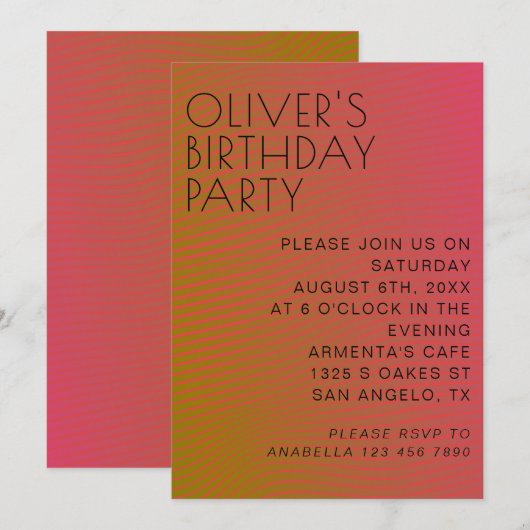 Zomervibe verjaardag parallel warme kleurlijnen kaart (Voorkant / Achterkant)