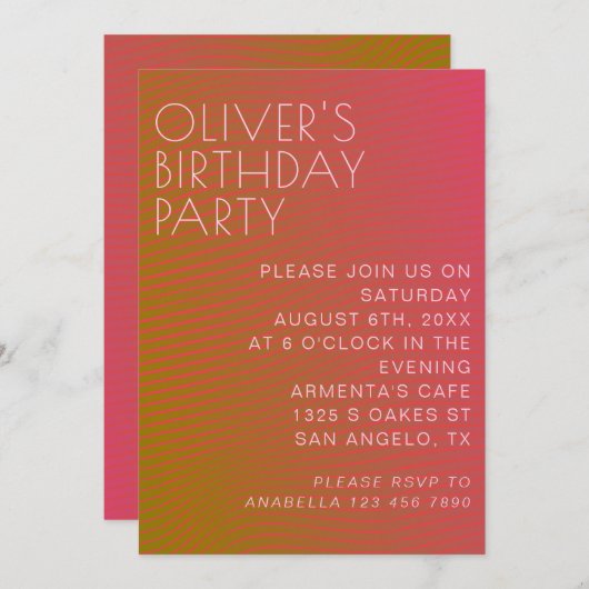 Zomervibe verjaardag parallel warme kleurlijnen kaart (Voorkant / Achterkant)