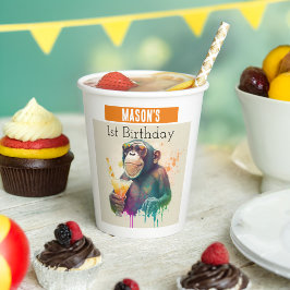 Zomervibes Aap - 1e verjaardag - Papieren Bekers