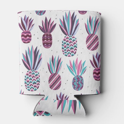 Zomervibes: ananaspatroon, kleurrijke Stippen Blikjeskoeler (Achterkant)