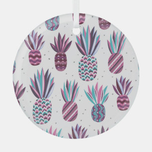Zomervibes: ananaspatroon, kleurrijke Stippen Glas Ornament