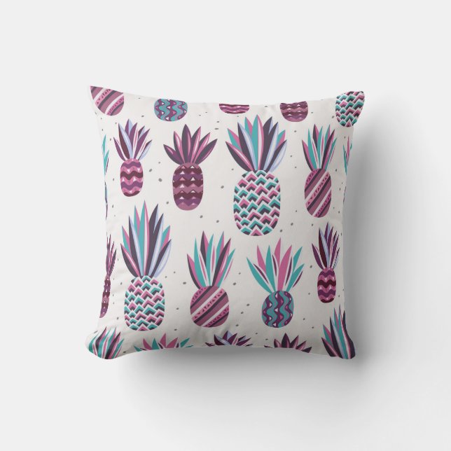 Zomervibes: ananaspatroon, kleurrijke Stippen Kussen (Voorkant)