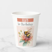 Zomervibes Bumblebee - 1e verjaardag - Papieren Bekers (Voorkant)