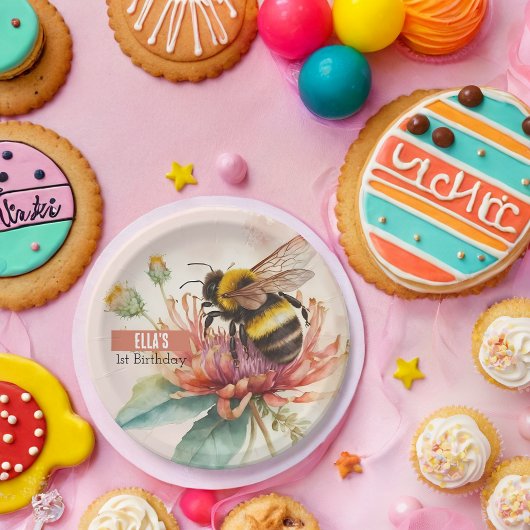 Zomervibes Bumblebee - Verjaardagsfeest - Papieren Bordje