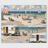 Zomervibes, caravan op het strand cadeaupapier (Vlak)