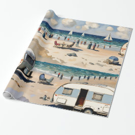 Zomervibes,  caravan op het strand cadeaupapier