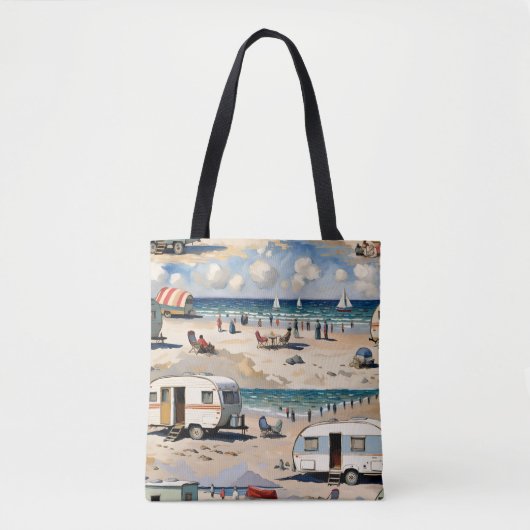 Zomervibes, caravan op het strand tote bag (Voorkant)