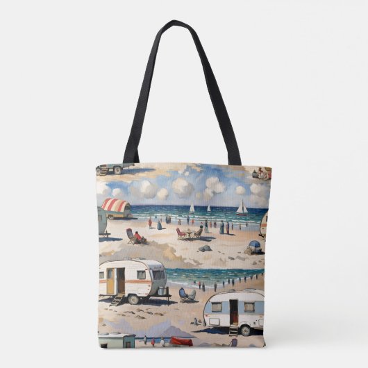 Zomervibes,  caravan op het strand tote bag (Achterkant)