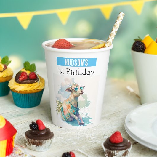 Zomervibes Geit - 1e verjaardag - Papieren Bekers