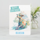 Zomervibes Geit Verjaardag Kaart (Staand voorkant)