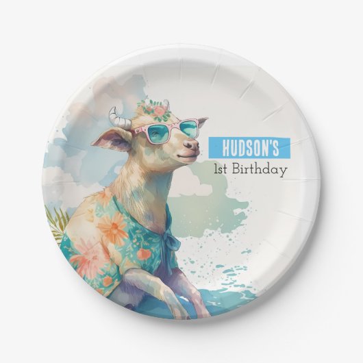 Zomervibes Geit - Verjaardagsfeest - Papieren Bordje (Voorkant)