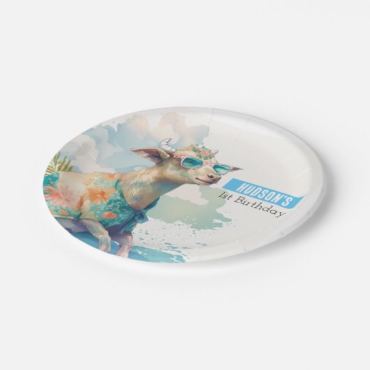 Zomervibes Geit - Verjaardagsfeest - Papieren Bordje (Gekanteld)