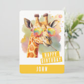 Zomervibes Giraffe Verjaardag Kaart (Staand voorkant)