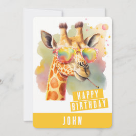 Zomervibes Giraffe Verjaardag Kaart