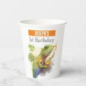 Zomervibes Kameleon - 1e verjaardag - Papieren Bekers (Voorkant)
