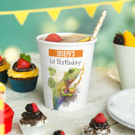 Zomervibes Kameleon - 1e verjaardag - Papieren Bekers