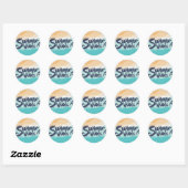 Zomervibes Kleurrijk  strand Ronde Sticker (Vel)