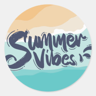 Zomervibes Kleurrijk  strand Ronde Sticker