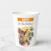 Zomervibes Koala - 1e verjaardag - Papieren Bekers (Achterkant)