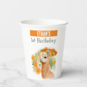 Zomervibes Llama - 1e verjaardag - Papieren Bekers (Achterkant)