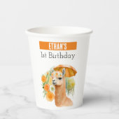 Zomervibes Llama - 1e verjaardag - Papieren Bekers (Voorkant)