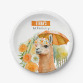 Zomervibes Llama - Verjaardagsfeest - Papieren Bordje (Voorkant)
