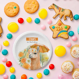 Zomervibes Llama - Verjaardagsfeest - Papieren Bordje
