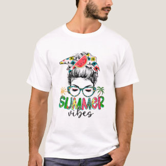Zomervibes, Messy Bun, Strandleven, Zomerleven, T-shirt