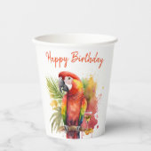 Zomervibes Parrot - Verjaardag Papieren Bekers (Voorkant)