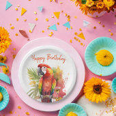 Zomervibes Parrot - Verjaardag Papieren Bordje