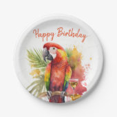 Zomervibes Parrot - Verjaardag Papieren Bordje (Voorkant)