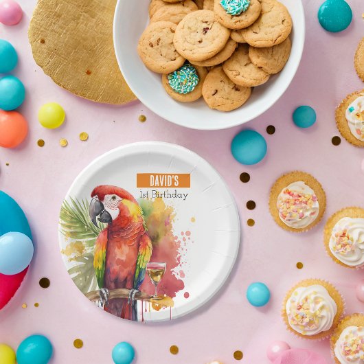 Zomervibes Parrot - Verjaardagsfeest - Papieren Bordje
