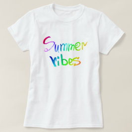 Zomervibes regenboog waterverf kalligrafie t-shirt