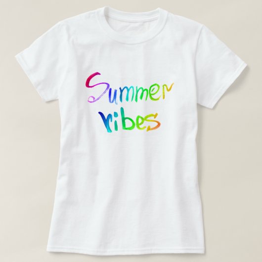 Zomervibes regenboog waterverf kalligrafie t-shirt (Design voorkant)