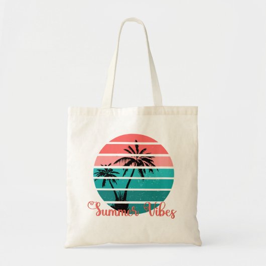 Zomervibes Roze Palmbomen Canvas tas (Voorkant)