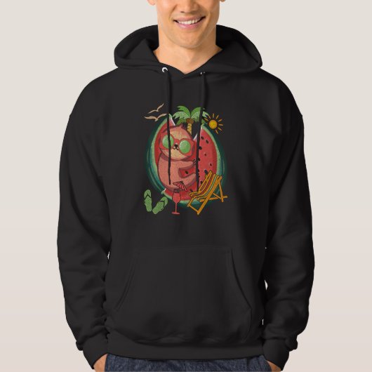 Zomervibes Tropisch fruit Dierenluiaard Watermel Hoodie (Voorkant)