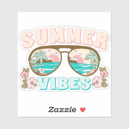 Zomervibes Tropisch strand Sticker (Vel)