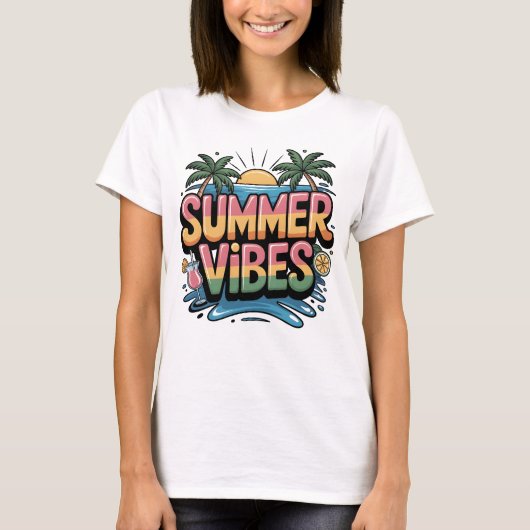 Zomervibes Tropisch strand T-shirt (Voorkant)