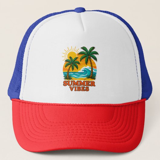 Zomervibes voor zon, wind en strandliefhebber trucker pet (Voorkant)