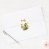 Zomervibes Waterverf Kameleon Eerste Verjaardag Ronde Sticker (Envelop)
