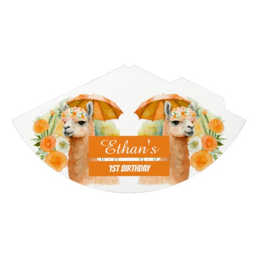 Zomervibes Waterverf Llama - Verjaardag Feesthoedjes (Voorkant)