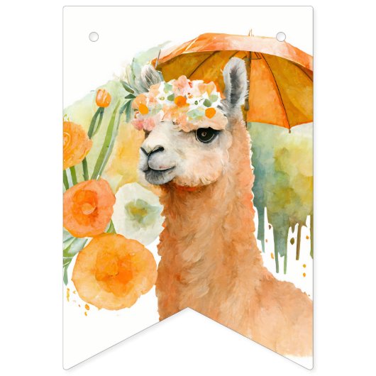 Zomervibes Waterverf Llama - Verjaardag Vlaggetjes (Eerste vlag)