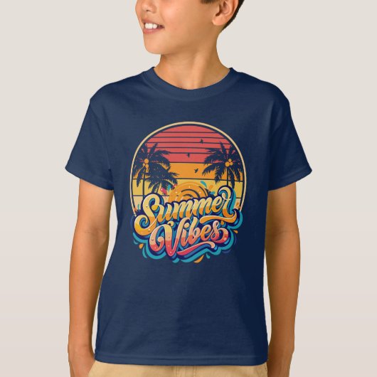 Zomervibes zonsondergang retro t-shirt (Voorkant)