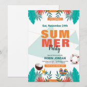 Zomerviering Party Flyer Sjabloon Kaart (Voorkant / Achterkant)