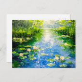 Zomervijver met waterlelies feestdagenkaart (Voorkant / Achterkant)