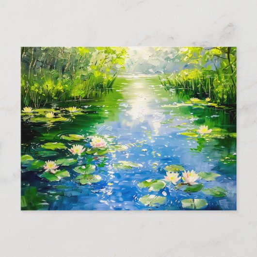 Zomervijver met waterlelies feestdagenkaart (Voorkant)