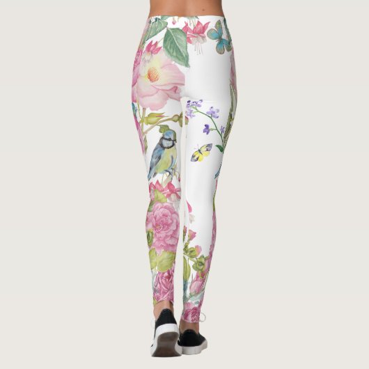  zomervlinder vogelbloemen yogabroek leggings (Achterkant)