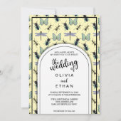 Zomervlinderpatroonflorale uitnodiging (Voorkant)