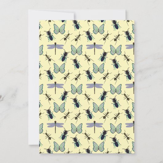 Zomervlinderpatroonflorale uitnodiging (Achterkant)